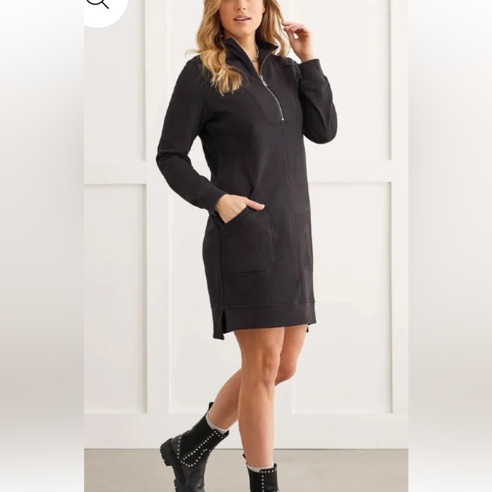 Tribal Black French Terry Long Sleeve Dress NWT XL